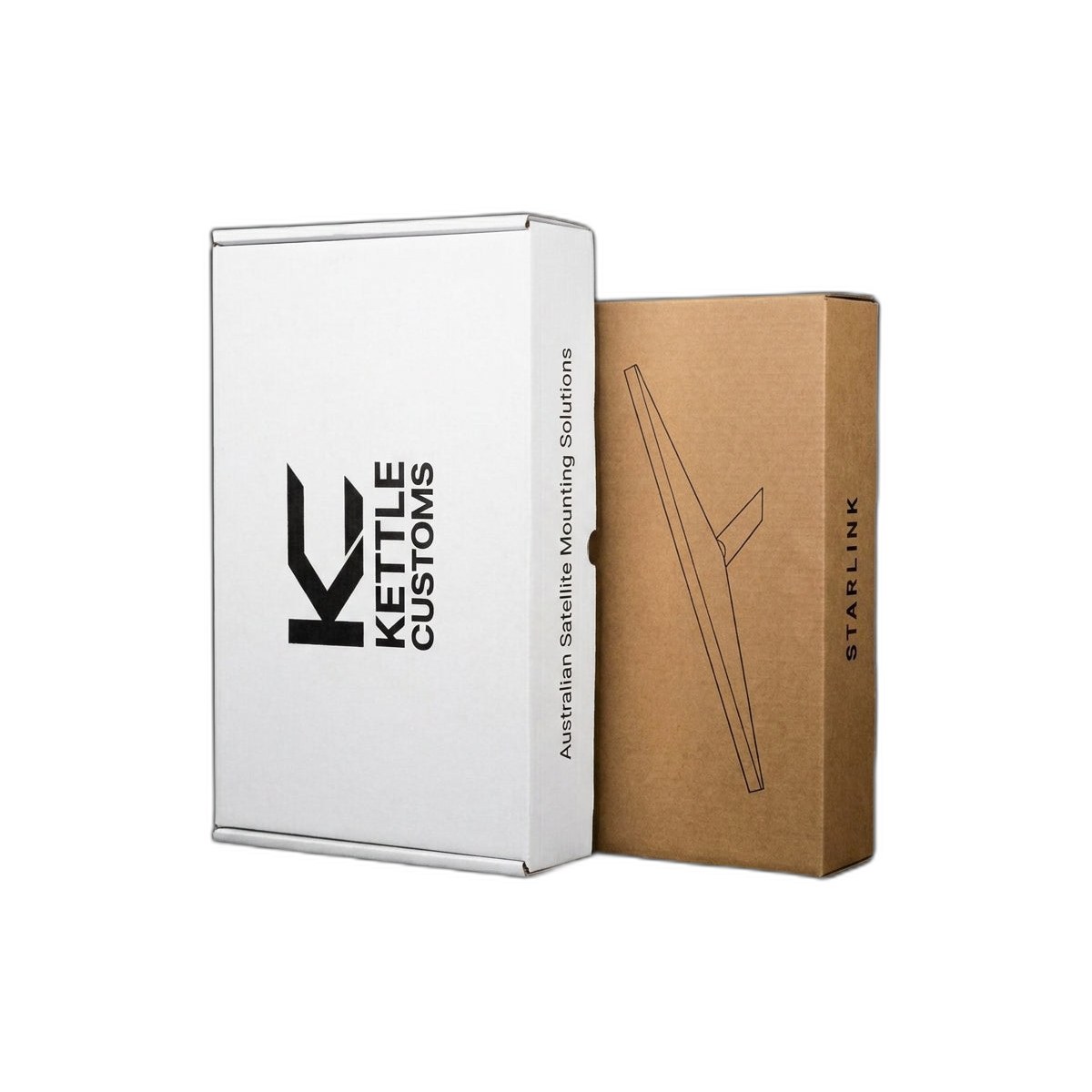 Boxed Starlink Mini beside a Kettle Customs box