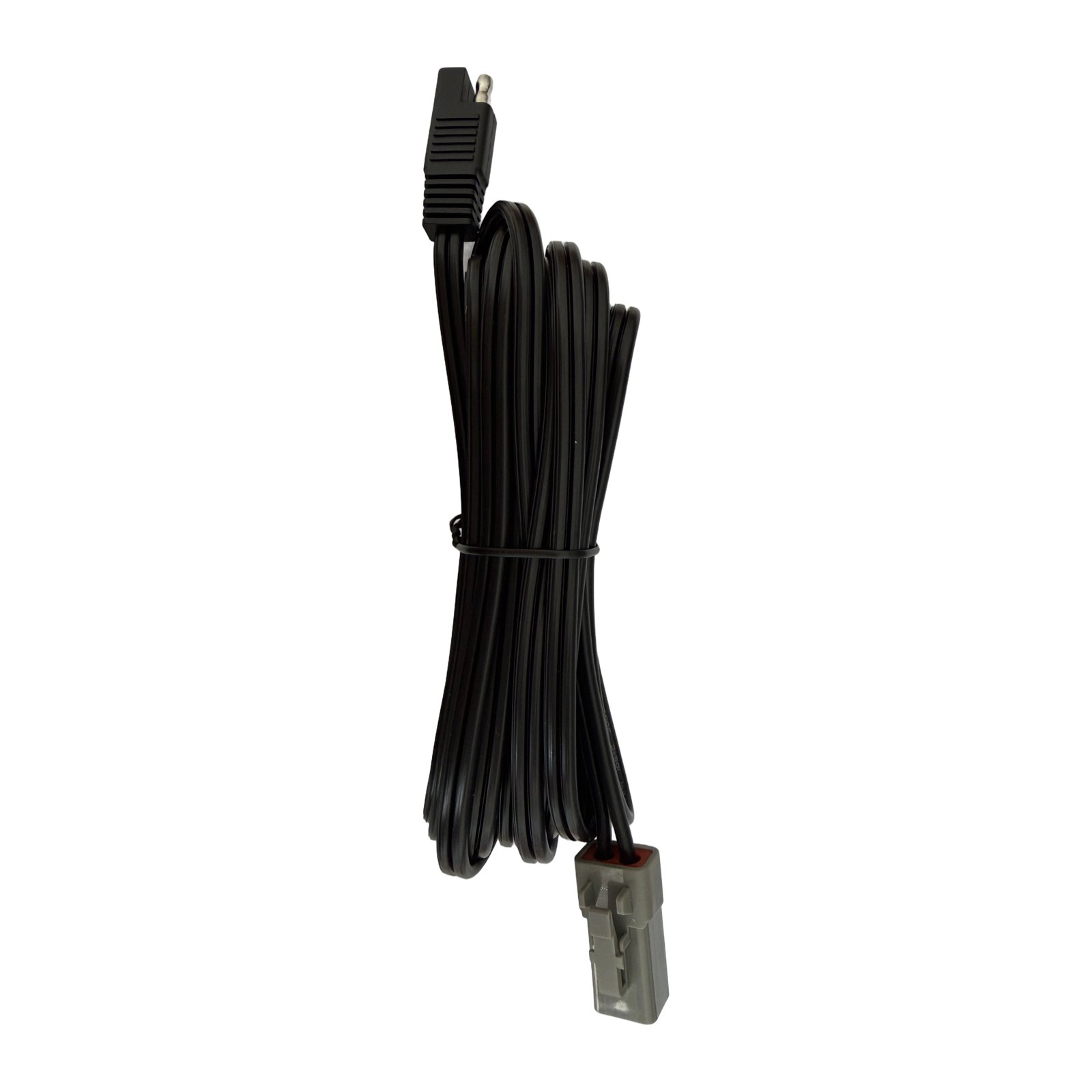 The 5 m lead, quick-connect plug at one end and the Deutsch-style Power Hub plug at the other